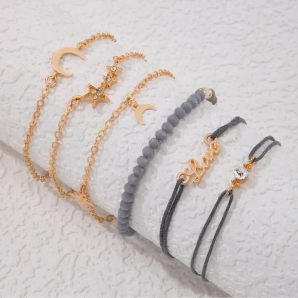 2 LEFT! 6 piece beaded Moon And Star Love Bracelet Set - Picture 2 of 6